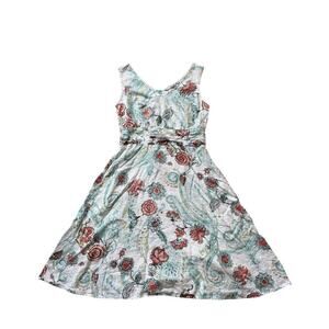 TSD; TWO STAR DOG 100% Linen, floral print Dress, size Large,